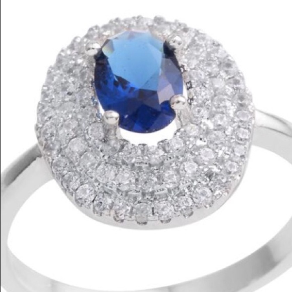 Simulated Blue Diamond Ring Size 8.5 Brand New - Picture 2 of 3